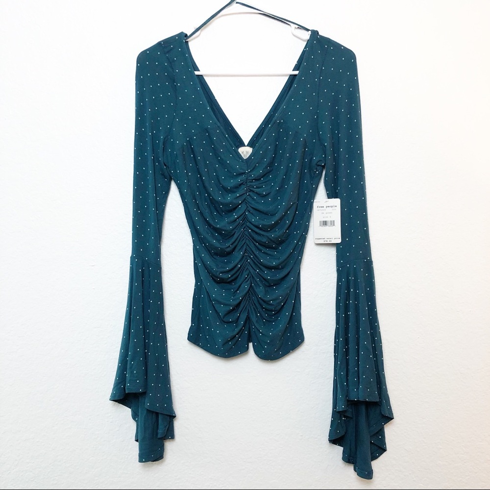 (NWT) Free People | Bell Sleeve Double V Neck Top